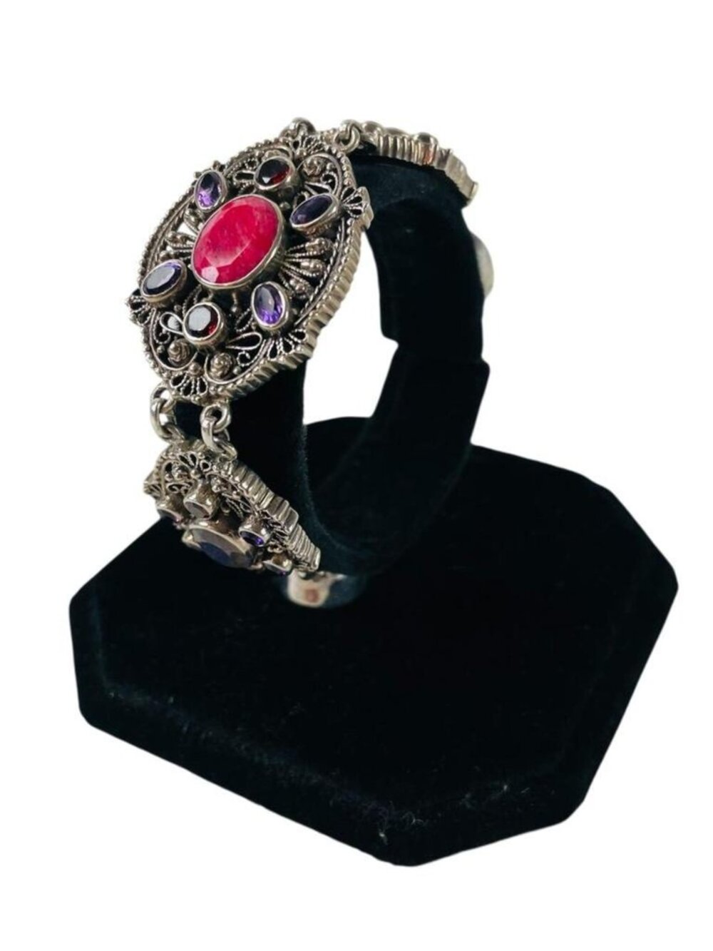 Nicky Butler Sterling Silver Faceted Ruby Red Corundum Multi-Stone Bracelet